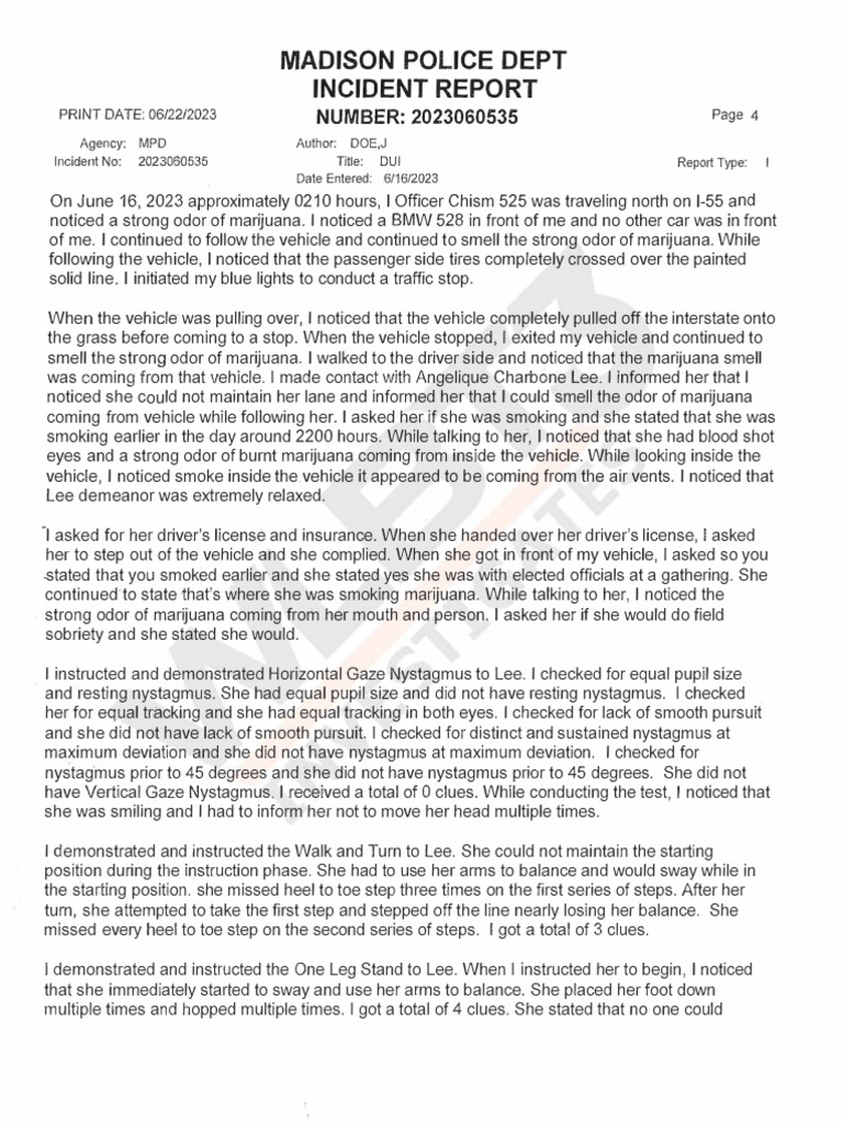 Madison DUI Incident Report 2023 | PDF | Transport | Vehicles