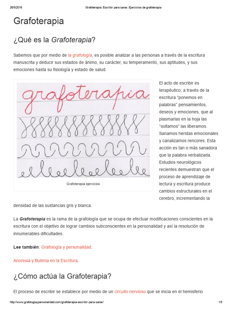 Grafoterapia Que Es La Grafoterapia | PDF | Cerebro | Mente