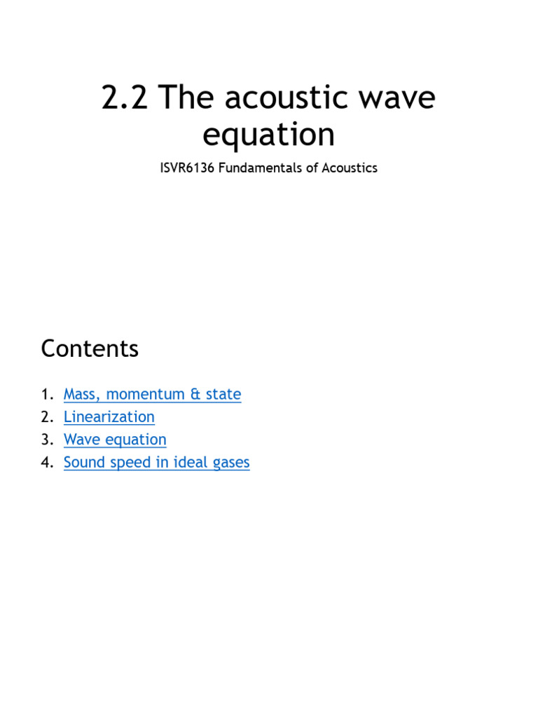 Deriving the Acoustic Wave Equation | PDF