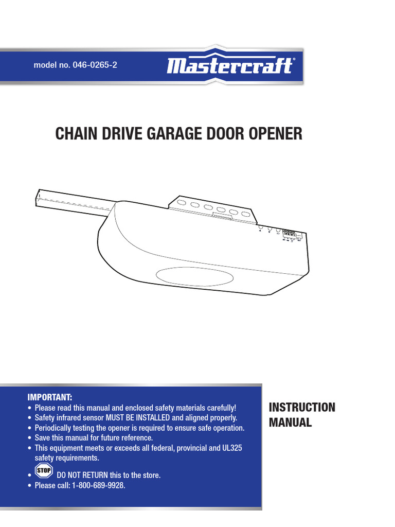 Mastercraft chain drive garage door opener pdf ac power plugs and