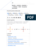 FeSO4 + KMnO4 + H2SO4 MnSO4 + Fe2 (SO4) 3 + K2SO4 + H2O - Ecuación Química Balanceada