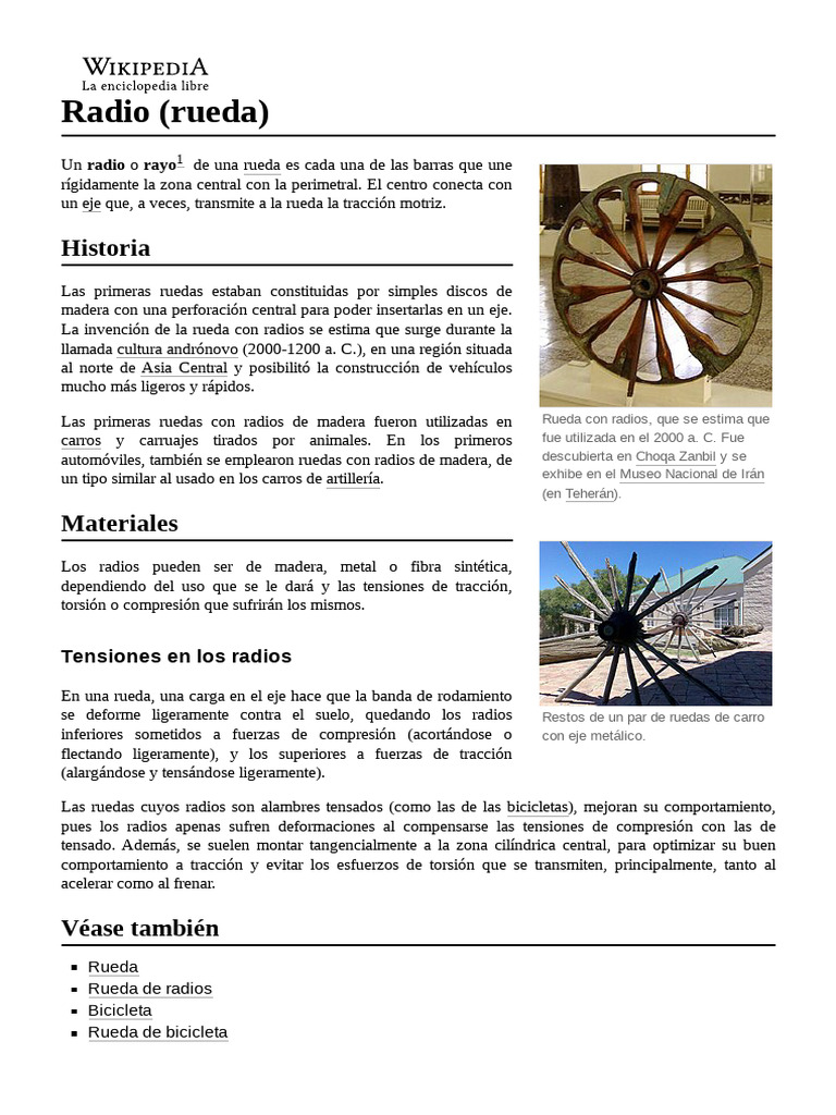 Historia de la rueda y sus radios | PDF | Vehículos | Tecnología de ...