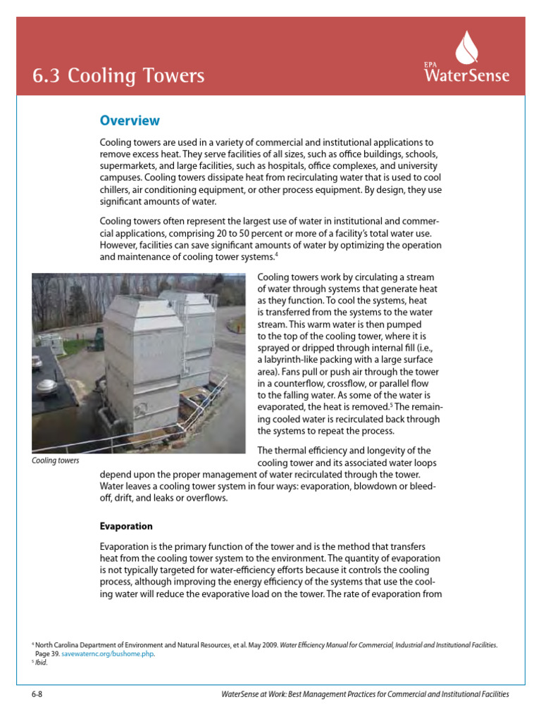 Ws-Commercial-Watersense-At-Work Section 6.3 Cooling Towers | PDF