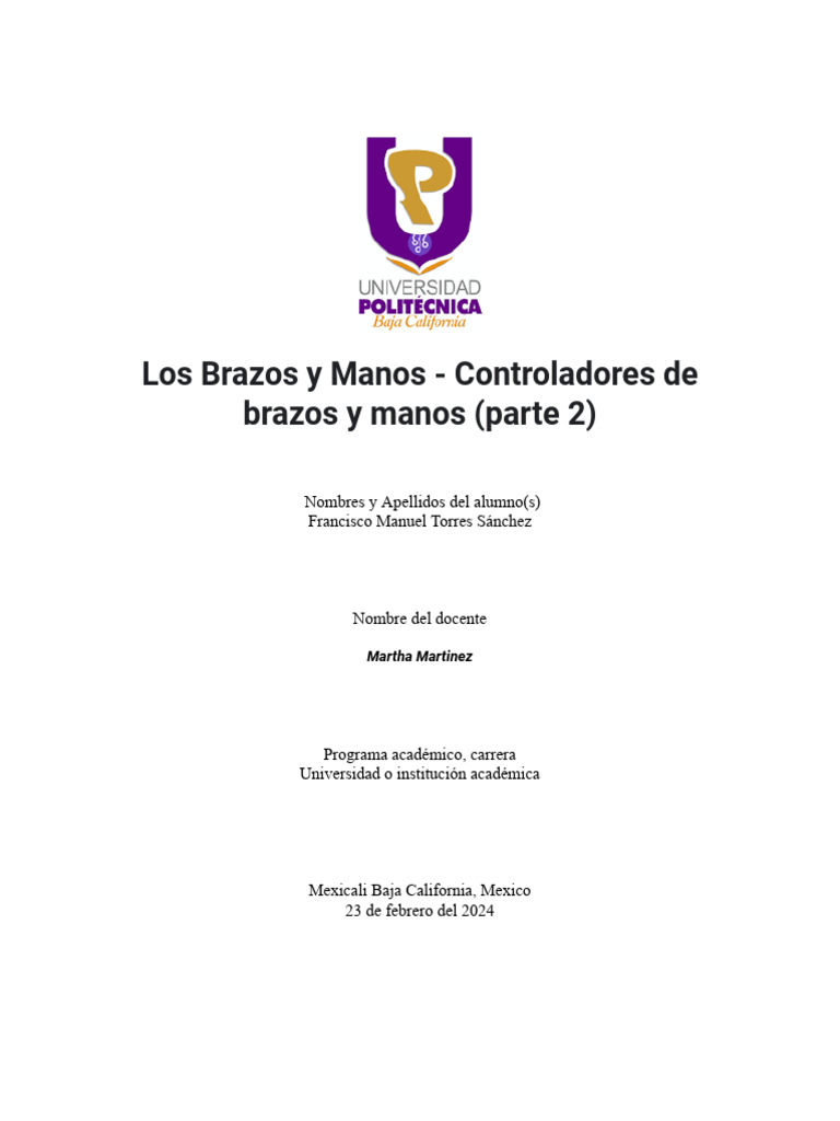Los Brazos y Manos - Controladores de Brazos y Manos (Parte 2) | PDF