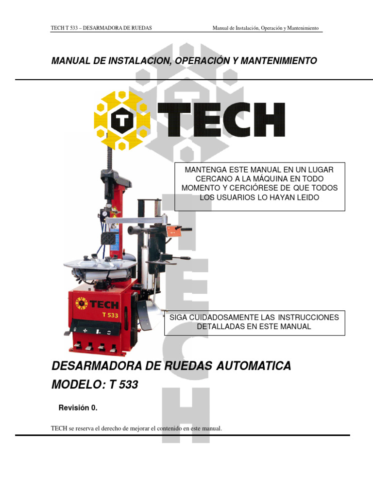 Manual Desarmadora de Ruedas TECH T 533 | PDF | Neumático | Bienes ...