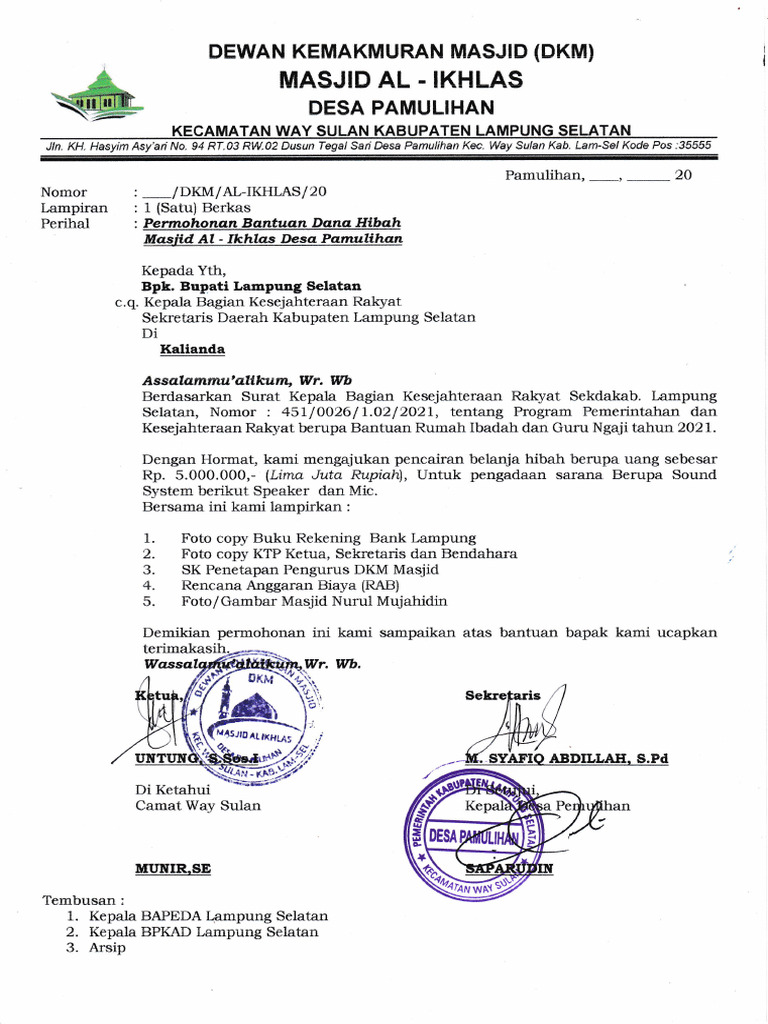 Proposal Masjid Al - Ikhlas | PDF