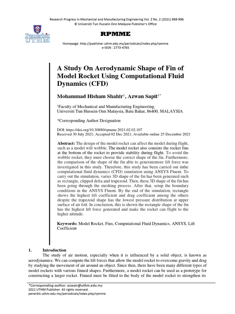 Optimal Fin Shapes for Model Rockets | PDF | Lift (Force) | Center Of Mass