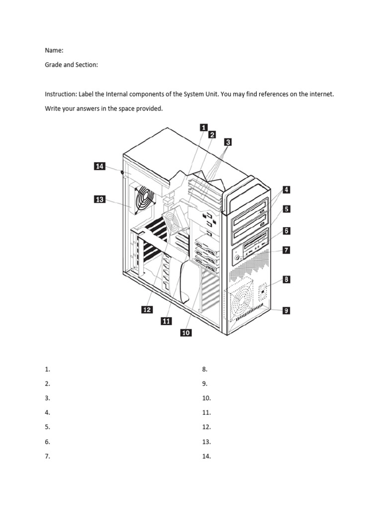 Label The Internal Components of The System Unit. PDF
