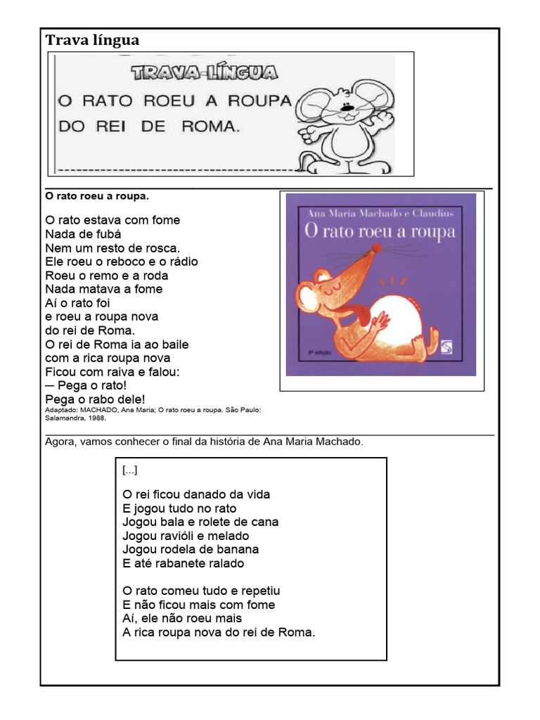 Trava Língua o Rato Roeu | PDF