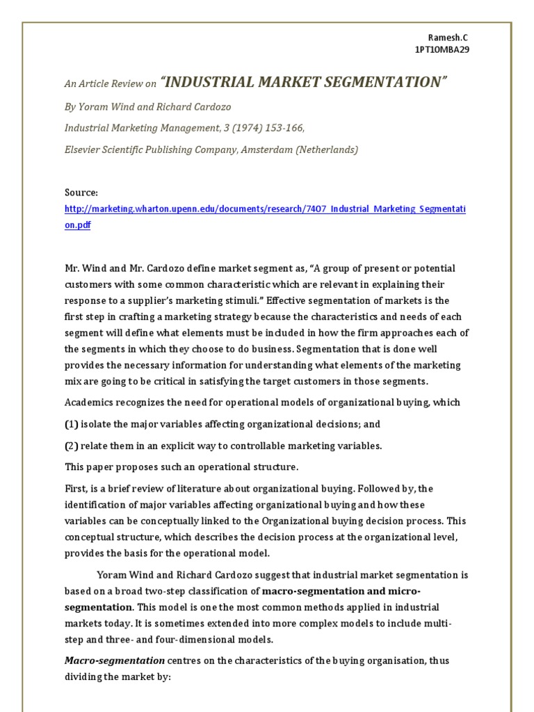 BM Article Review | PDF | Market Segmentation | Marketing