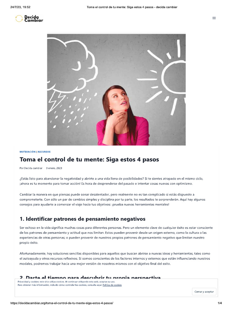 Toma El Control de Tu Mente 4 Pasos | PDF