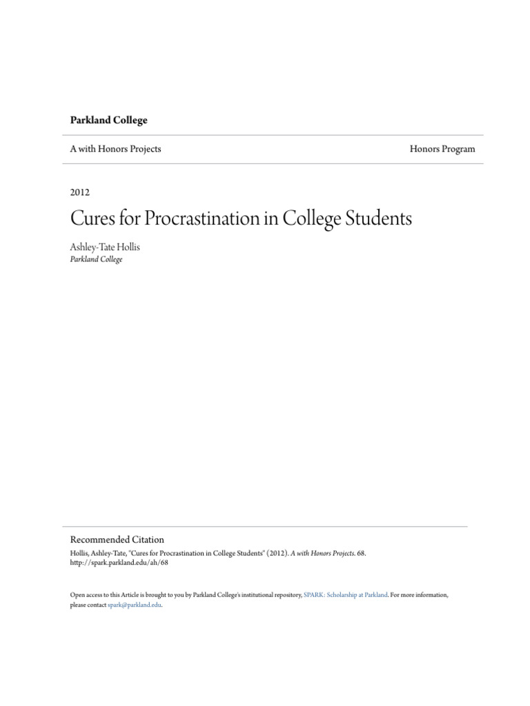 Cures For Procrastination in College Students | PDF