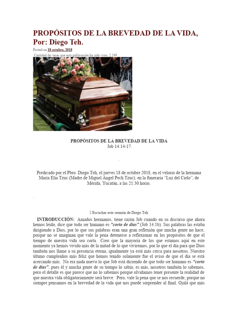 Reflexiones sobre la Brevedad de la Vida | PDF | Resurrección | Pecado