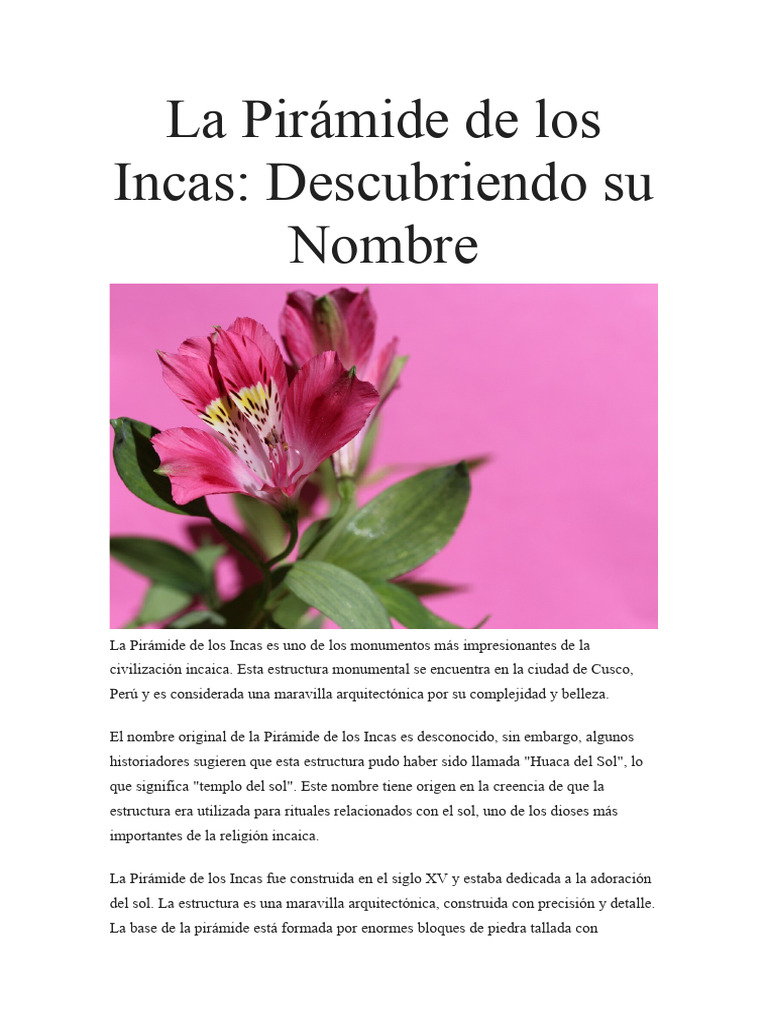 La Pirámide de Los Incas | PDF | Imperio Inca | Pirámide