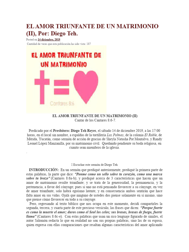 El Amor Triunfante de Un Matrimonio | PDF | Amor | Matrimonio