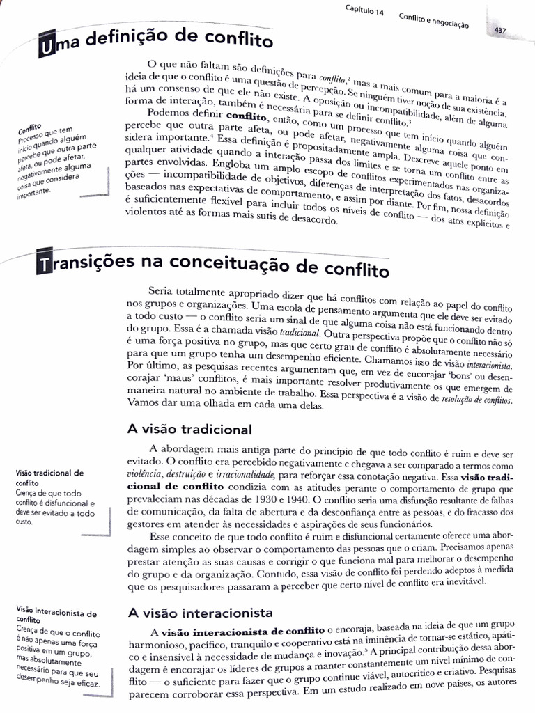 Texto de Apoio - Conflito e Tipos de Conflitos - Robbins (2010) | PDF
