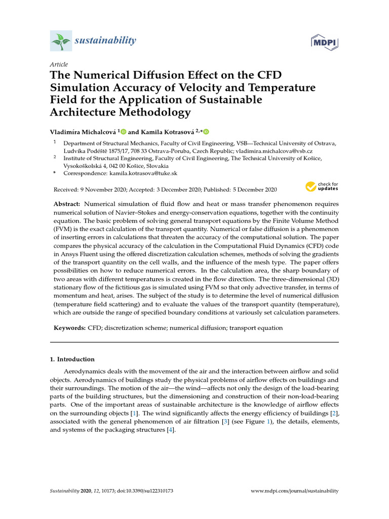CFD Numerical Diffusion in Sustainable Architecture | PDF ...