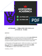 6495 Assessoria Atividade 1 - Vibrações Mecânicas e Acústicas - 51 2024