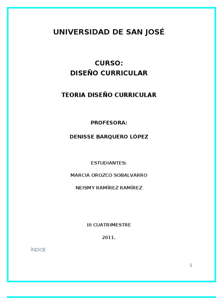 Teoría y Modelos de Diseño Curricular | PDF | Plan de estudios ...