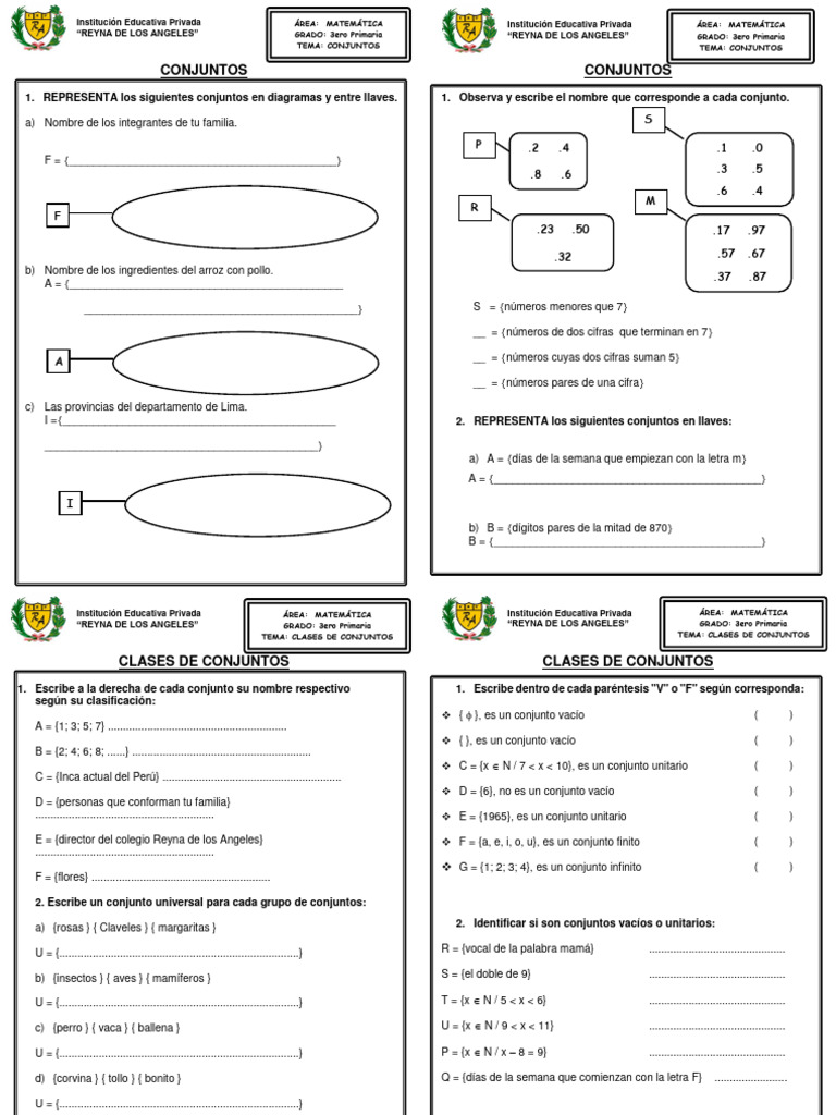 Ejercicios de Conjuntos para 3er Grado | PDF | Matemáticas