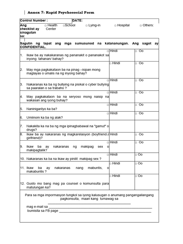 Annex 7 Rapid HEADSSS Tool 2 | PDF