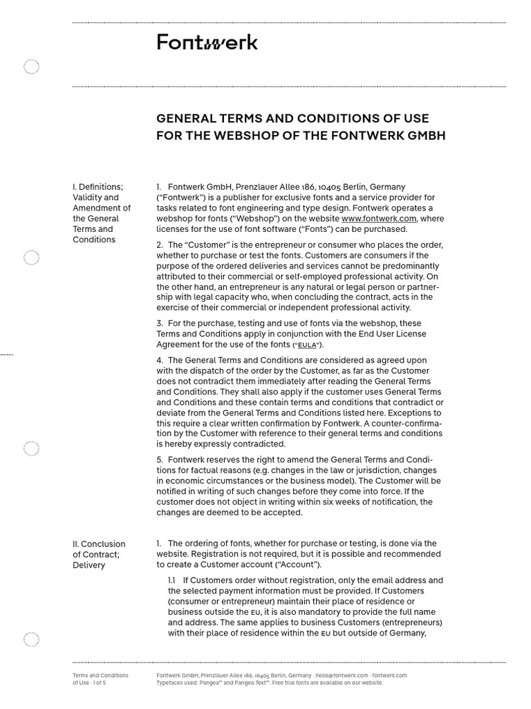 Fontwerk Terms and Conditions | PDF | Finance & Money Management | Law