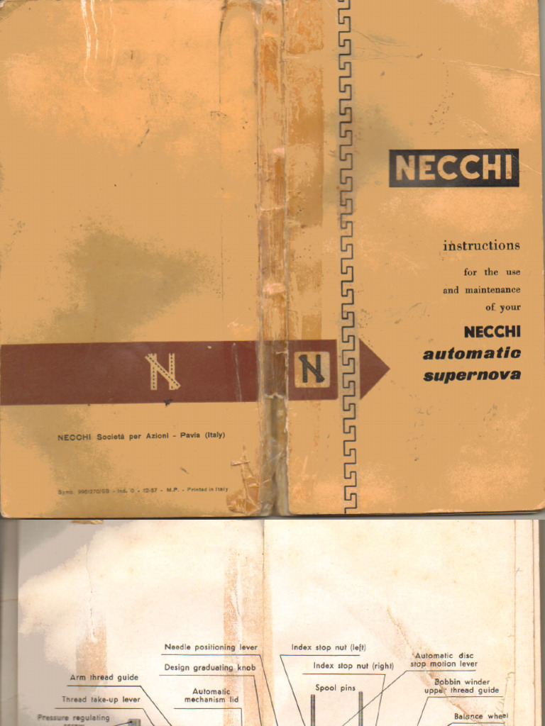 Necchi machine à coudre modes d'emploi