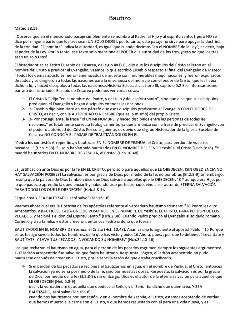 La Verdad sobre el Bautismo en Yeshúa | PDF | Cristo (título) | Apóstol