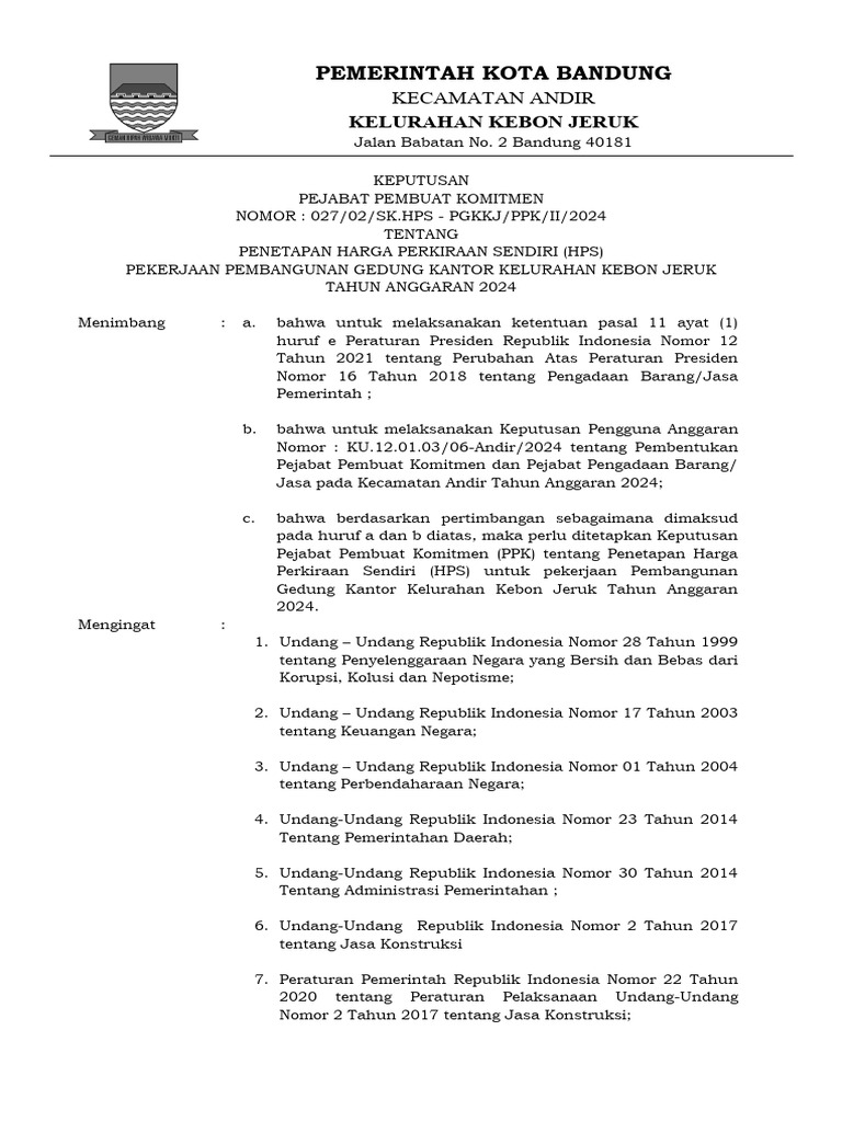 Sk Hps Pembangunan Gedung Kebon Jeruk Pdf