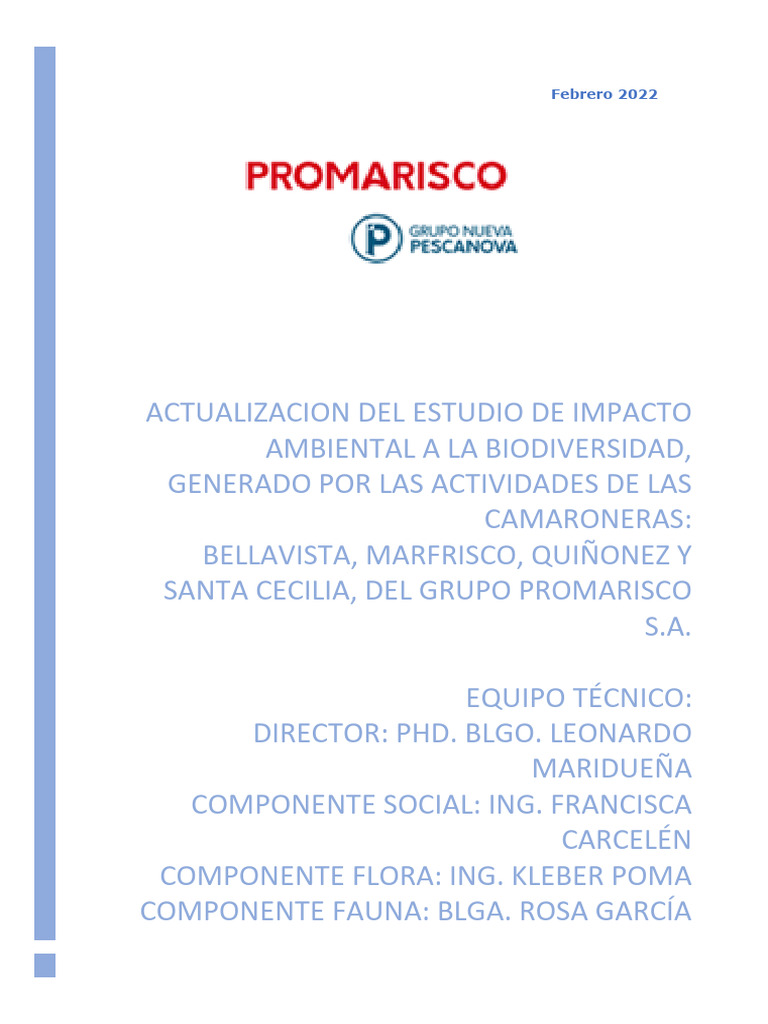 Estudio de Impacto Ambiental PROMARISCO | PDF | Ecosistema | Ecuador