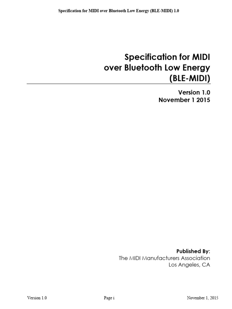 Specification for midi over bluetooth low energy pdf