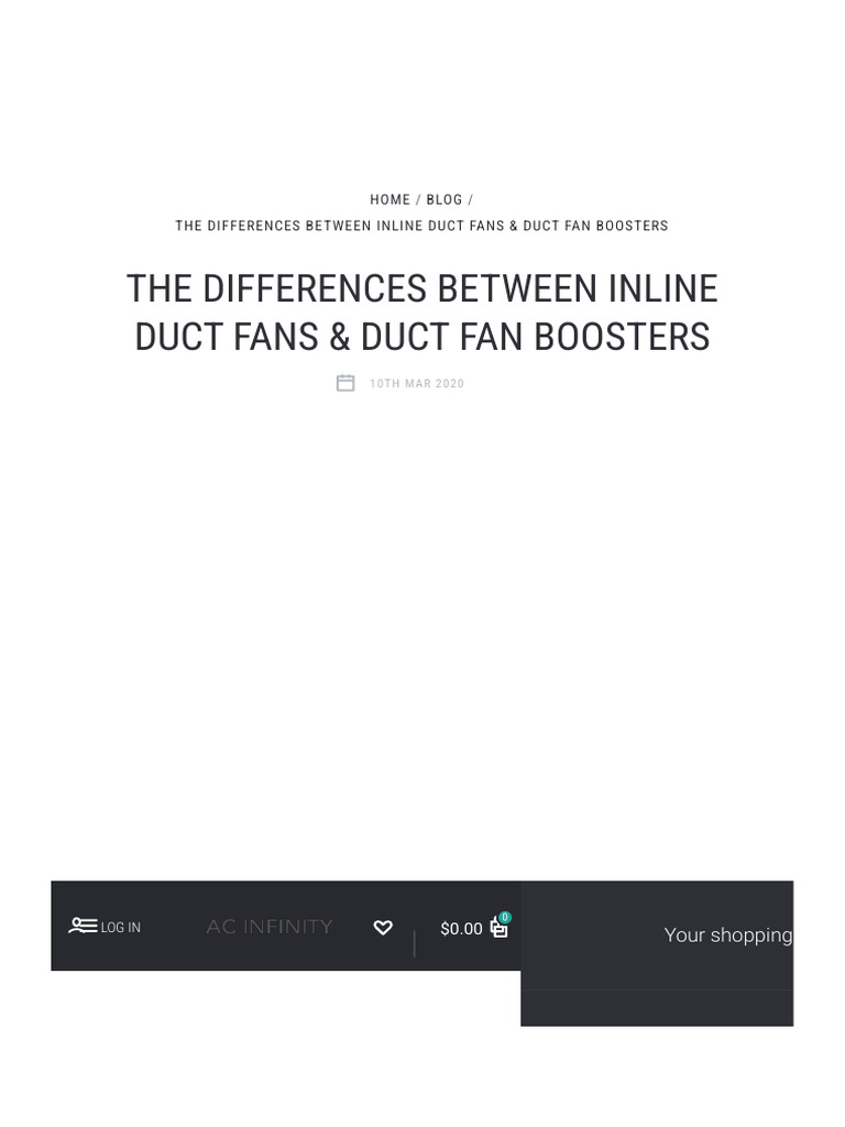 The Differences Between Inline Duct Fans & Duct Fan Boosters AC