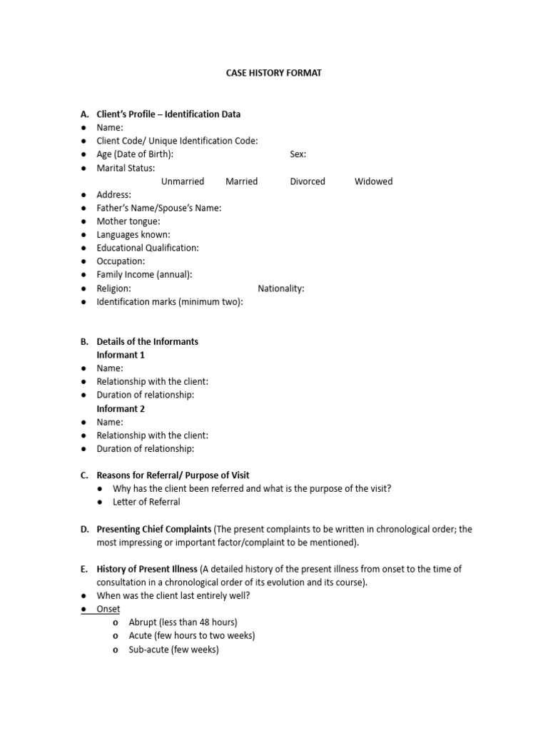 A.1. Case History Format PDF Pregnancy Childbirth