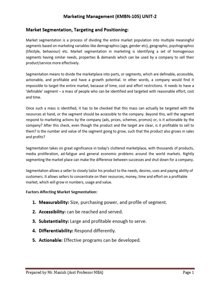 MM Unit-2 | PDF | Brand | Market Segmentation