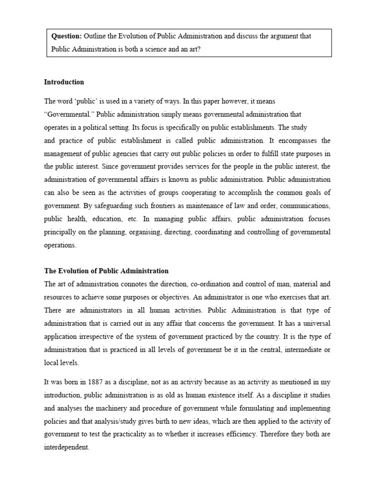 Evolution of Public Administration | PDF | Public Administration ...