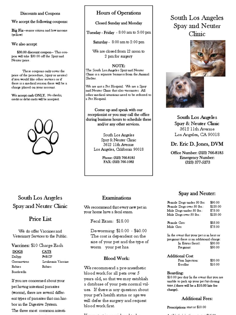 LA Low Cost Dog Neutering PDF Neutering Pet