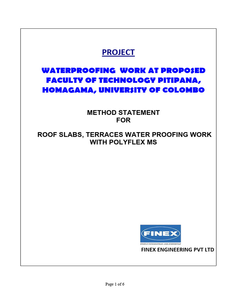 Roof Slab Waterproofing Method Statement | PDF | Concrete | Personal ...