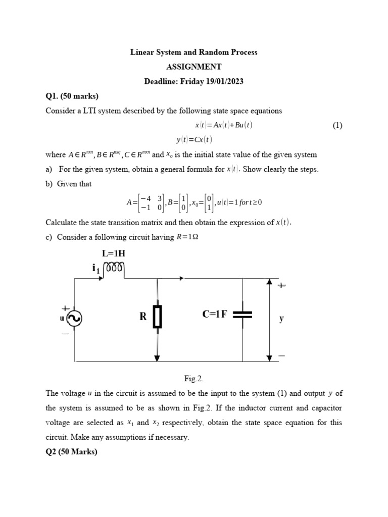 Linear System and Random Process - Assignment | PDF