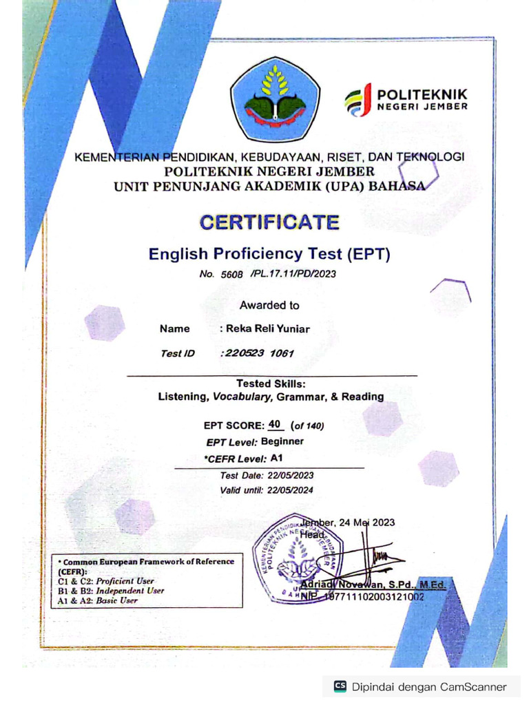 Sertifikat EPT | PDF