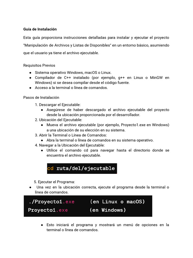 Guía de Instalación | PDF | Interfaz de línea de comando | Programación