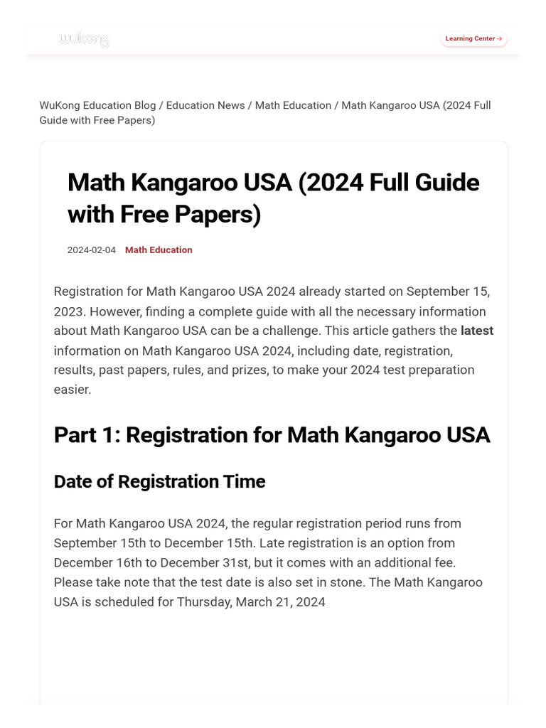Math Kangaroo USA (2025 Full Guide With Free Papers) WuKong Education