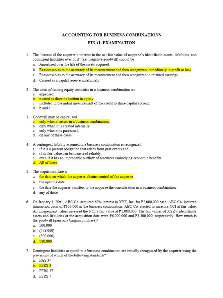 Goodwill Accounting in Business Combinations | PDF | Consolidation ...