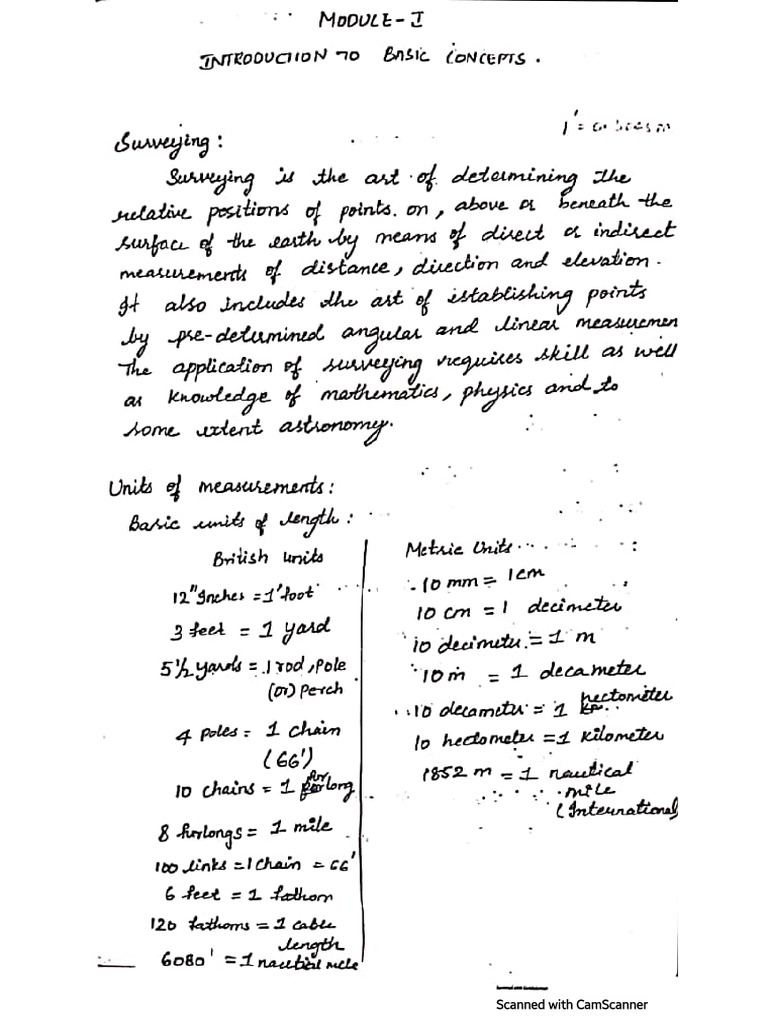 Surveying and Geometrics R20 - UNIT-1 | PDF