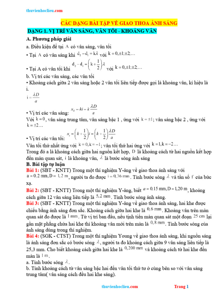 6. Tính toán các yếu tố liên quan đến nguồn sáng
