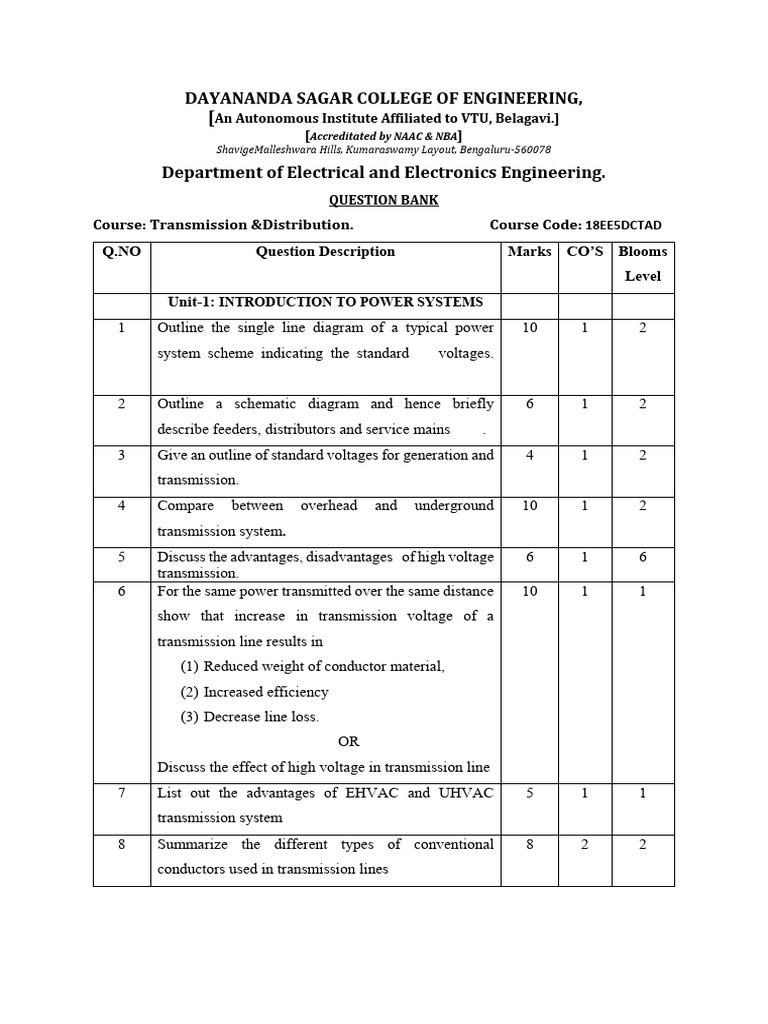 T&D Question Bank Aug 2019 | PDF | Insulator (Electricity) | Electric ...