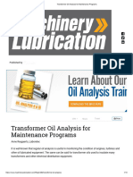 Transformer Oil Analysis For Maintenance Programs