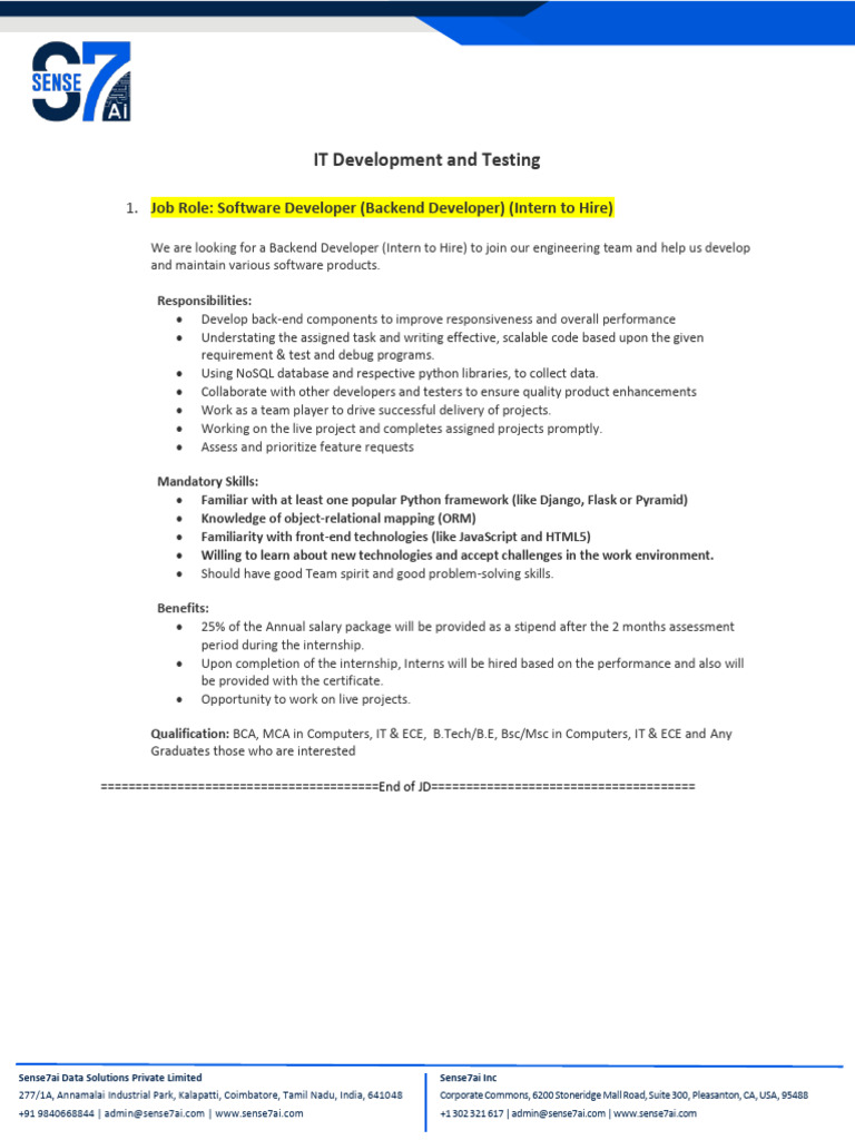 Sense7ai Internship Opportunities | PDF | Machine Learning | World Wide Web