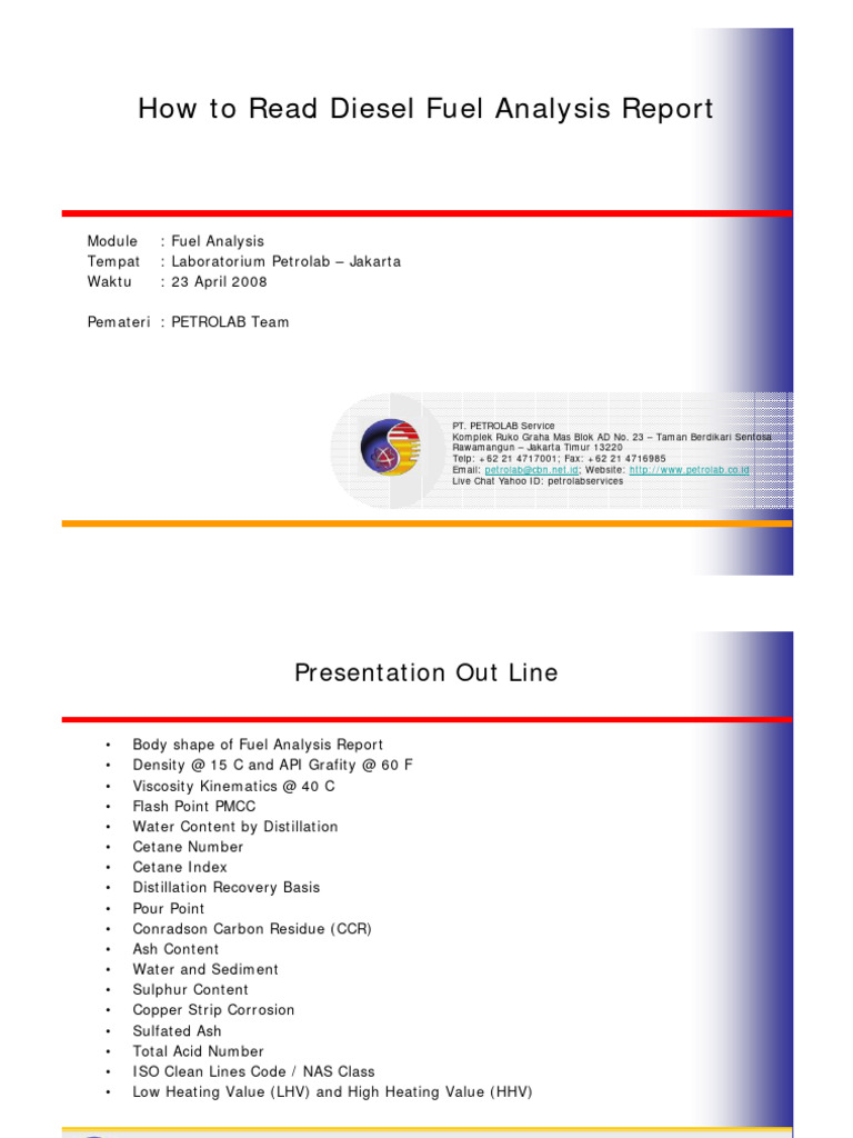 How To Read Fuel Analysis Report PDF