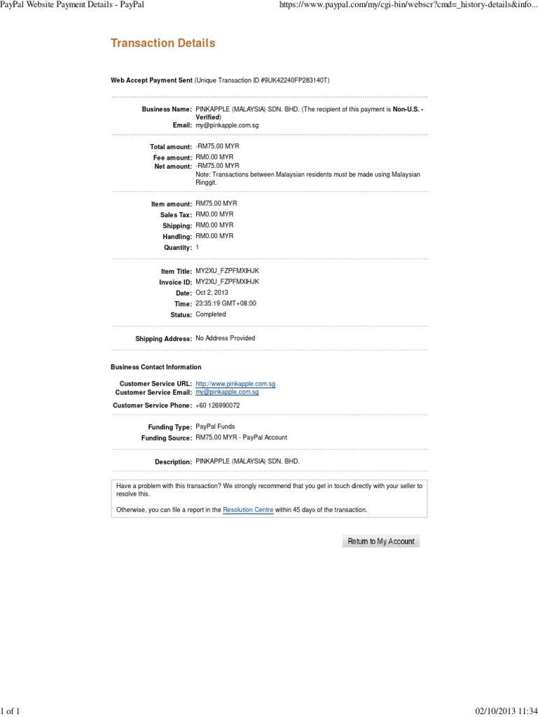 PayPal Transaction Details for PINKAPPLE | PDF | Pay Pal | Payments