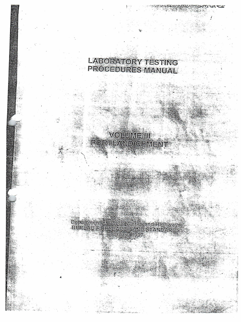Laboratory testing procedures manual portland cement vol iii pdf